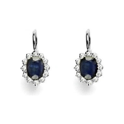 Čištín s diamanty přírodní safír bílé zlato VE 247