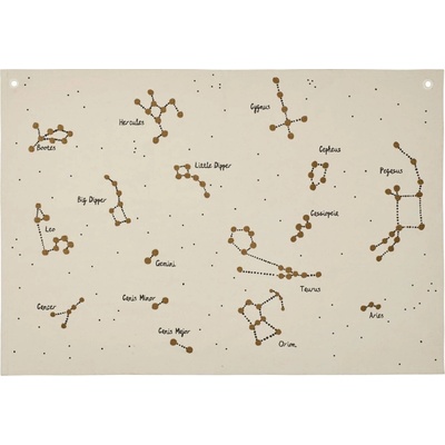 Ferm Living Nástěnná textilní mapa souhvězdí Constellation Undyed, béžová barva, textil