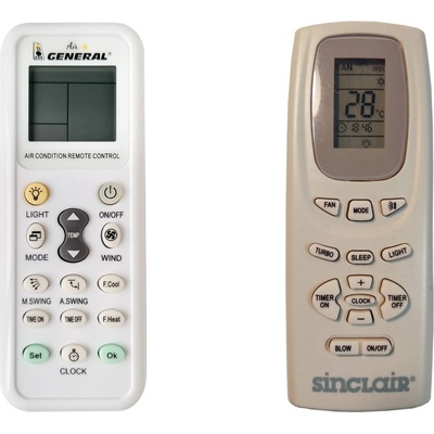 General SINCLAIR YK1F, ASH-09AP, ASH-12AP - съвместимо дистанционно управление на марката General (YK1F, ASH-09AP, ASH-12AP)