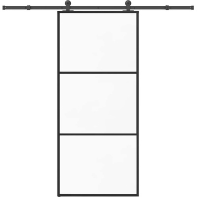 vidaXL Плъзгаща се врата с обков 90x205 см ESG стъкло и алуминий (3332807)