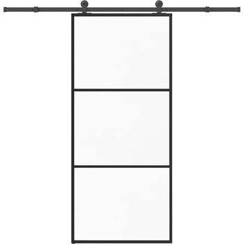 vidaXL Плъзгаща се врата с обков 90x205 см ESG стъкло и алуминий (3332807)