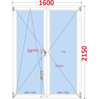 SMART Balokonove dveře dvoukřídlé Otevíravé a sklopné 160x215 cm bílé