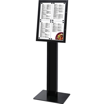 Jansen Display Čierna voľne stojaca Menu vitrína 4xA4 500 x 1630 mm