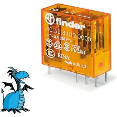 FINDER Relé 40.52.8.012.0000, 2P/8A, 12V AC 40528012