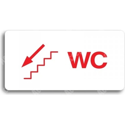 ACCEPT Piktogram WC VLEVO DOLŮ - bílá tabulka - barevný tisk bez rámečku