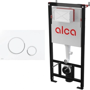 Alcadrain Комплект тоалетно казанче с вградена рамка Alca AM101/1120 и Thin бутон M776, бяло - хром (AM101/1120+M776)