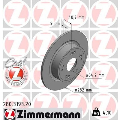 Brzdový kotúč ZIMMERMANN 280.3193.20 (280319320)