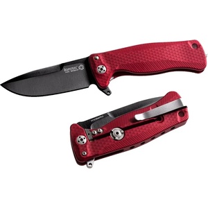 lionSTEEL sr22a rb / Фиксиран джобен нож с черно острие и дръжка от анодизиран алуминий - червен (lion0171)