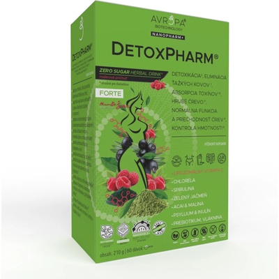 Avropa DetoxPharm Forte prášok malinová príchuť 210 g