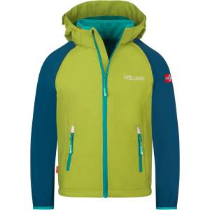 TROLLKIDS Детско софтшел яке Trollkids Kids Rondane Zip Off Jacket XT Softshell jacket - Pear Green / Madeira Blue / Sea Green - размер 110 (EU) (703-2398-1314)