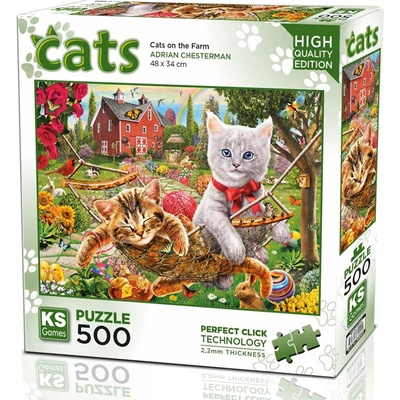KS Games Пъзел KS Games от 500 части - Котки във фермата (20043)