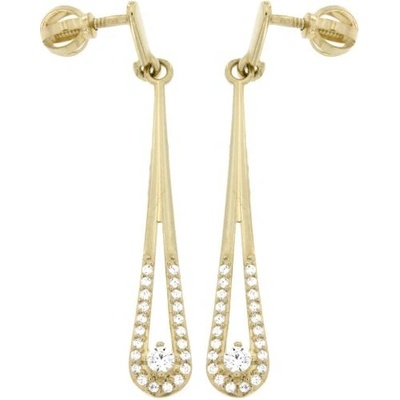 Zlatnictví U Kostela zlaté visací náušnice se zirkony 206b