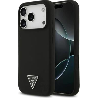 GUESS Силиконов калъф с триъгълно лого Guess MagSafe за iPhone 17 Pro Max - черен (3666339517144)