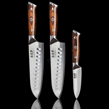 Gudaro - КОМПЛЕКТ 2x Santoku кухненски нож FENG 7, 5"+ 1x кухненски нож FENG 3, 5 (GU0002A)