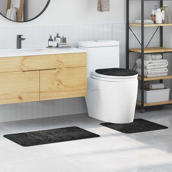 vidaXL Комплект антислип килими за баня 3 pcs Тъмносив 50 x 50 cm ПП (4019864)