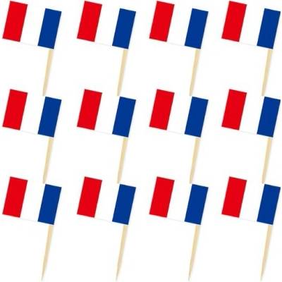 LDFDRT Párátka s francouzskou vlajkou, 200 kusů, jednorázová párátka s francouzskou vlajkou, dekorace na
