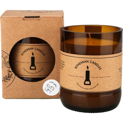 AROMKA Přírodní vonná svíčka sójová v pivní láhvi, Květ lípy, 150 ml