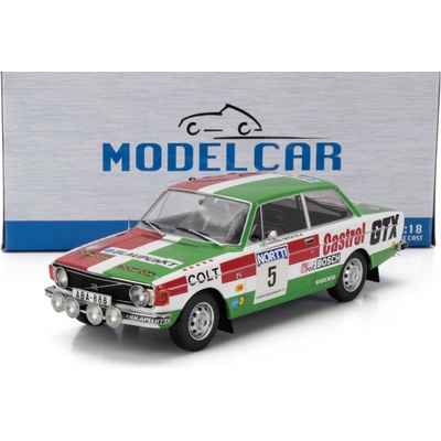 Mcg Volvo 142 Castrol Gtx night Version N 5 Rally 1000 Lakes 1973 Hannu Mikkola Erkki Rautanen Bílá Červená Zelená 1:18