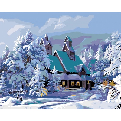 zuty Malování podle čísel Zasněžený dům 80 x 100 cm vypnuté plátno na rám
