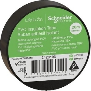 Schneider PVC Изолационна лента 19 мм x 20 м, черна - Schneider (2420103)