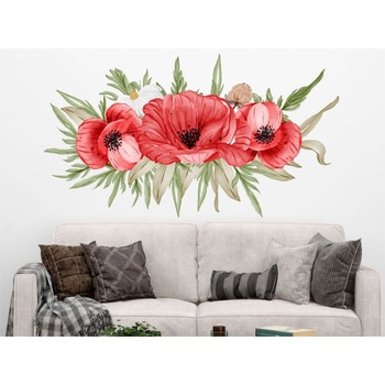 Макове - стикер с ефект на акварелна рисунка - 70х38 см (319911)