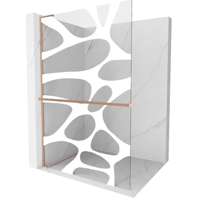 Mexen Kioto+ L душ стена с рафт Walk-in 120 x 200 см, бяла вълна, четкана мед (800-120-123-65-97)