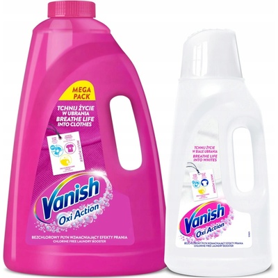 Vanish Oxi Action Odstraňovač skvrn v tekuté formě na barevné prádlo 3 l a na bílé prádlo 2 l