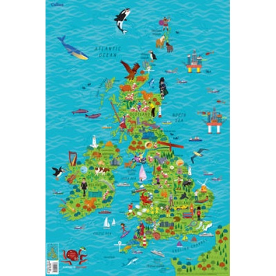 Children's Wall Map of the United Kingdom and Ireland Collins MapsSheet map, rolled