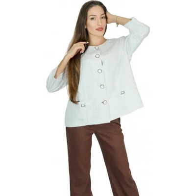 mar. fashion Бяло дамско сако с ефектни копчета (a14)