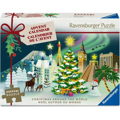 RAVENSBURGER Adventný kalendár Vianoce po celom svete 24x54 dielov