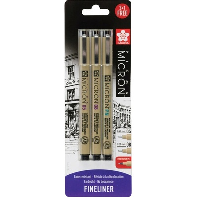 Sada černých fixů Pigma Micron 3ks Sakura
