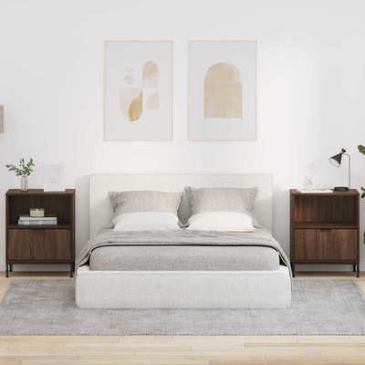 vidaXL Нощен шкаф 2 pcs Кафяв дъб 49 x 36 x 61 см Инженерно дърво (883489)