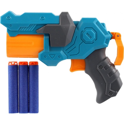 Teddies Pistole na pěnové náboje 16x12cm plast + 3ks nábojů v krabičce 18x14x5cm