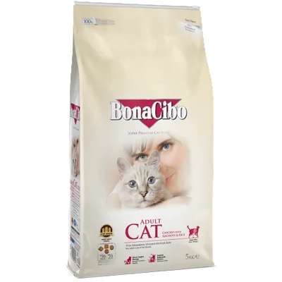 BonaCibo Chicken & Anchovy Adult Cat - Пълноценна храна за израснали котки с пилешко, аншоа ориз 5 кг