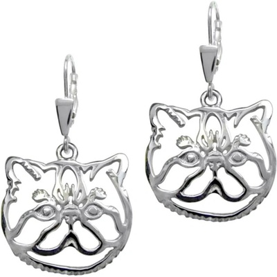 Strieborne Tlapky Mačka exotická strieborné náušnice 291
