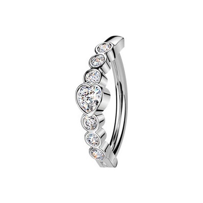 Šperky4U Piercing do pupíku se štítem se srdíčky WP0106-C