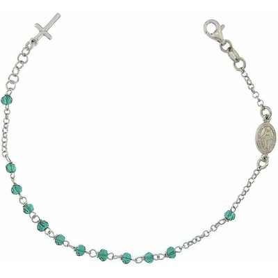 INFINITYSILVER Strieborný náramok ruženec zelené korálky N8010517618