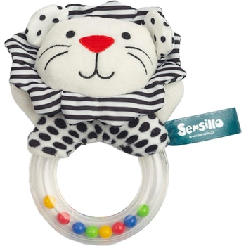 Sensillo Бебешка дрънкалка Sensillo - Лъвче, черно-бяла (SILLOZ-030)