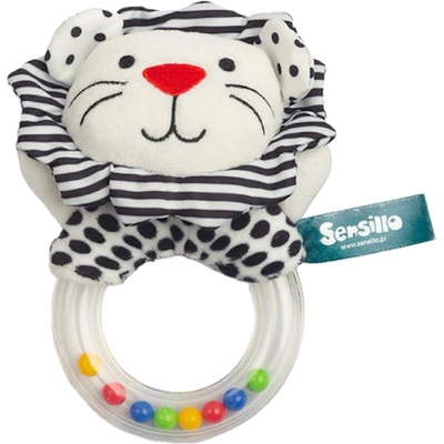 Sensillo Бебешка дрънкалка Sensillo - Лъвче, черно-бяла (SILLOZ-030)