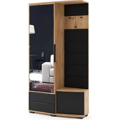 Sconto Predsieňová zostava CLEO dub craft/čierna/zrkadlo, ľavá