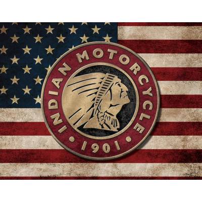 Desperate Enterprises, Inc "Indian Motorcycle" Flag - plechová cedule, 40x32 cm 2520