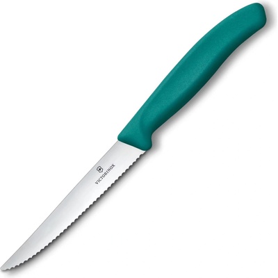 Victorinox Нож за пържоли SWISS CLASSIC 11 cm, назъбен, зелен, пластмаса, Victorinox (VN67234C1)