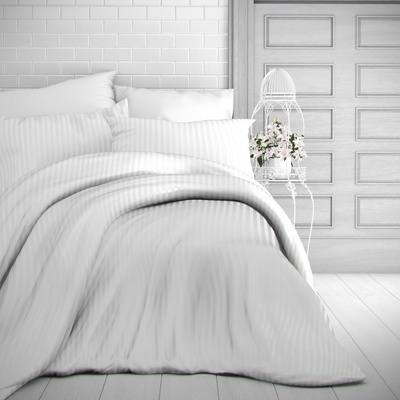 Kvalitex Hotelové obliečky atlas grádl 2cm prúžok biele Hotelový uzáver 140x200 70x90