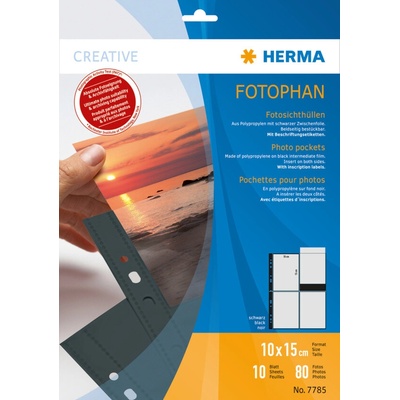 HERMA Fotophan zakládací kapsa na foto 10x15 cm černá, 8x foto (na výšku), 10 listů, Polypropylen (PP)