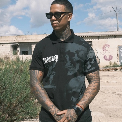 Yakuza Polo tričko Skull Awakening TPO 25038 black