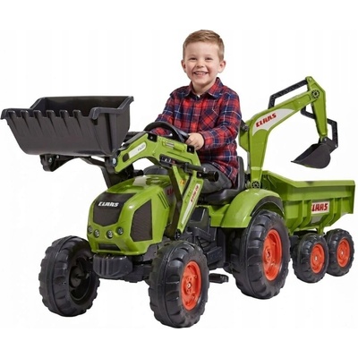 FALK Šlapací traktor 1010 Claas Axos s nakladačem rypadlem