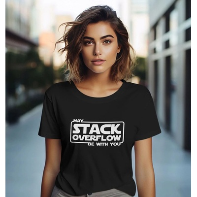 Bullshirt.sk Dámske tričko Stack Overflow Čierna