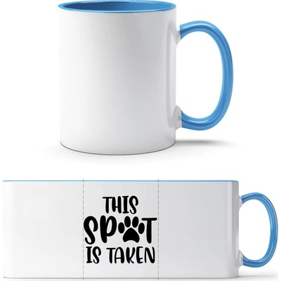 PrintEQ TTH Dvoubarevný Hrnek Psí nápis This SPOT is Take Bílá Světlemodrá Standard Dárky 250 ml