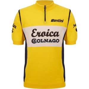 Santini Мъжка фланелка с къс ръкав за колоездене Santini Eroica Colnago Wool Jersey Cycling jersey - Giallo (056-3914-0112)