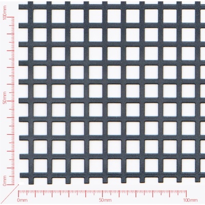 Děrovaný plech; děrování čtvercové řadové; otvor 8mm; rozteč 11mm